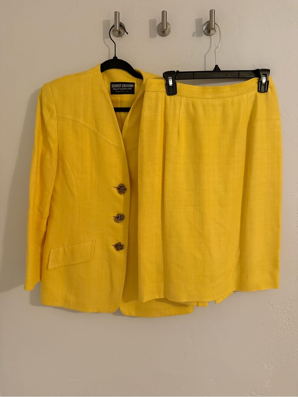 Vintage Herbert Grossman Bright Yellow Skirt Set - Classic Jacket & Skirt